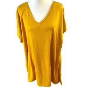 Orvis Cap Sleeve Knit Popover Top Women XXL Gold Vneck